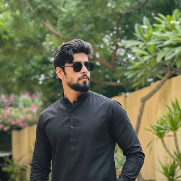 Charcoal Black Qandeel – Premium(unstitched) Washing Wear Blend with Subtle Shine & Lasting Comfort