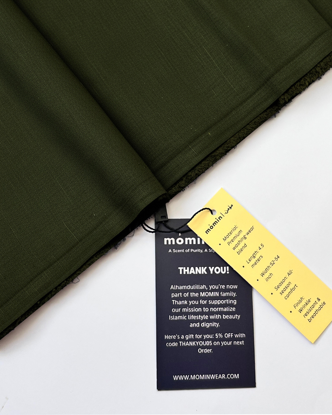 Olive Green Qandeel – Premium(unstitched) Washing Wear Blend with Subtle Shine & Lasting Comfort - Image 3